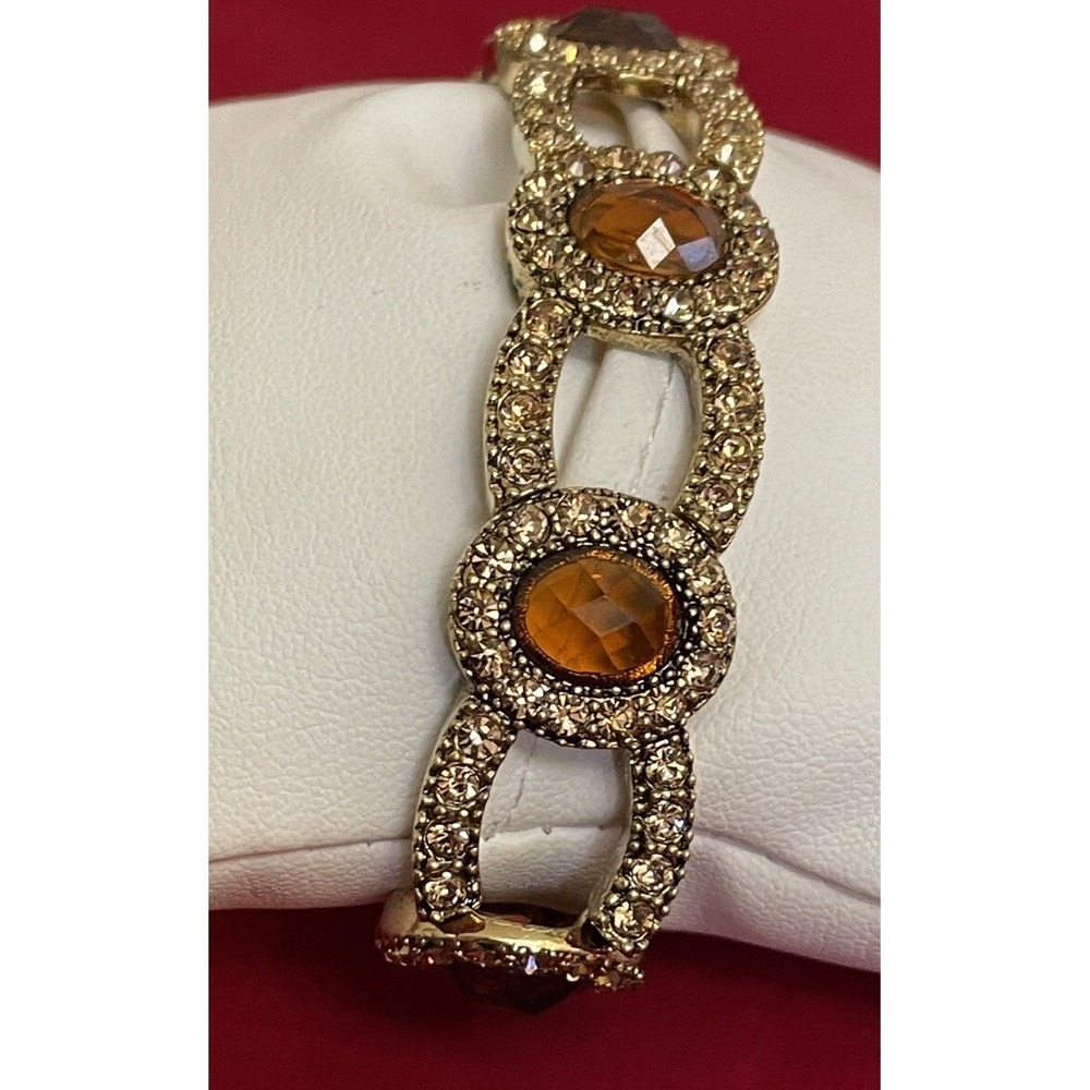 Monet Amber Rhinestone Pave Stretch Bracelet - Picture 13 of 14
